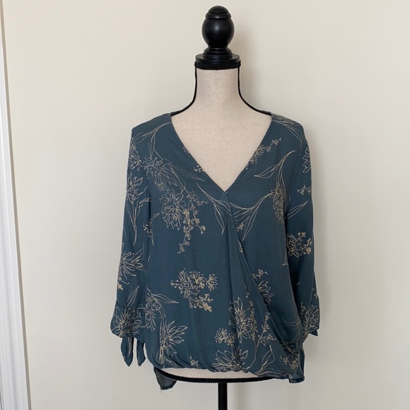 West Kei Tops - West Kei Tie-Sleeve Faux-Wrap Blouse